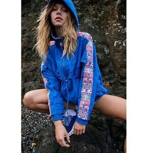 NWOT FP Movement She Fly Embroidered Anorak Jacket - Blue - Size XS